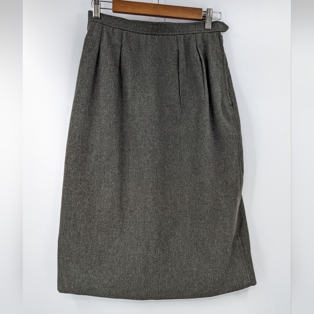 SAINT LAURENT Rive Gauche Wool Aline Skirt